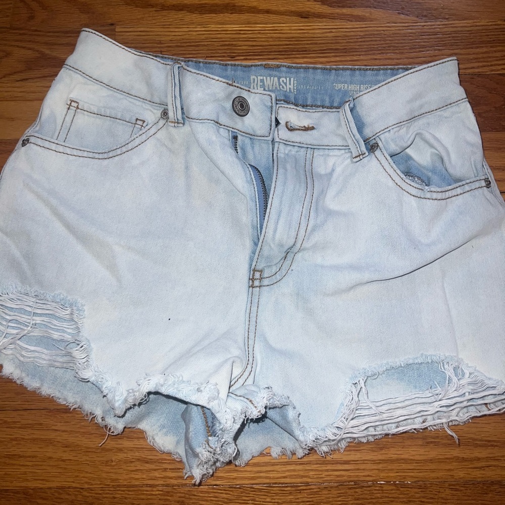 Rewash High Rise Lightwash Ripped Jean Shorts